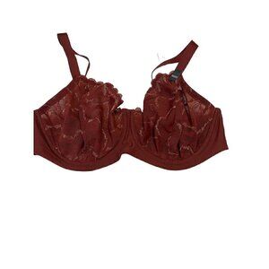 Etam Maroon and Gold Tabby Plus Size Bra 36DDD (F)